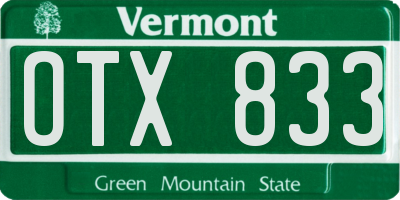 VT license plate OTX833