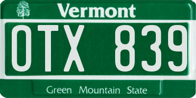 VT license plate OTX839