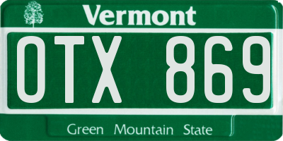 VT license plate OTX869