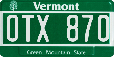 VT license plate OTX870