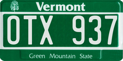VT license plate OTX937