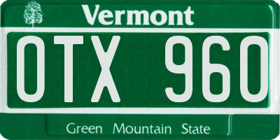 VT license plate OTX960