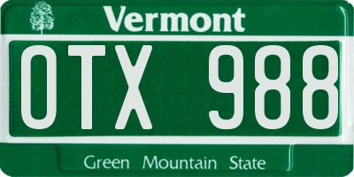 VT license plate OTX988