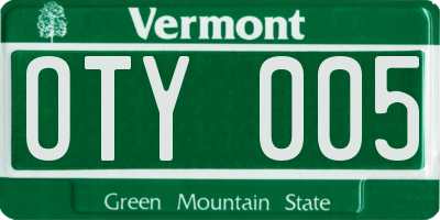 VT license plate OTY005