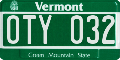 VT license plate OTY032