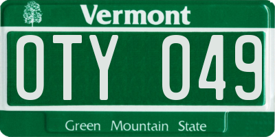 VT license plate OTY049
