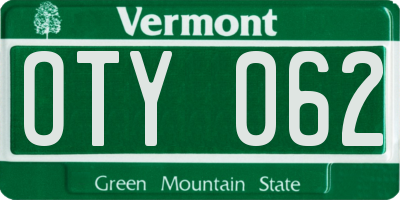 VT license plate OTY062