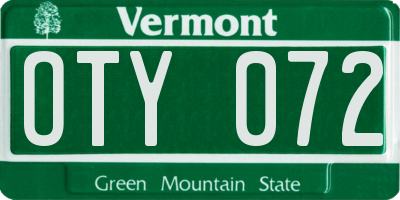 VT license plate OTY072
