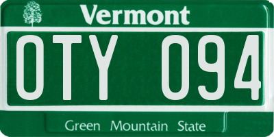 VT license plate OTY094