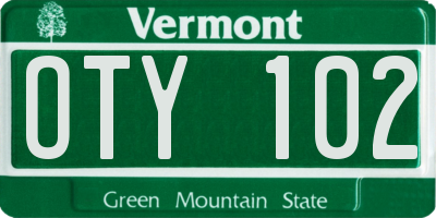 VT license plate OTY102
