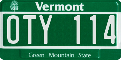 VT license plate OTY114