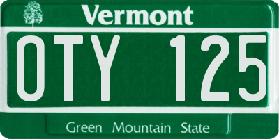 VT license plate OTY125