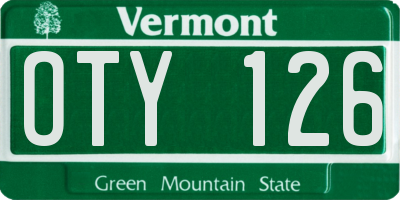 VT license plate OTY126