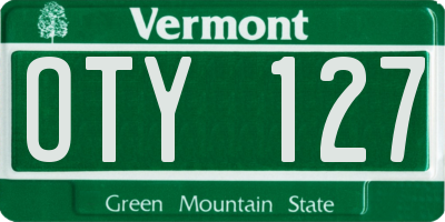 VT license plate OTY127