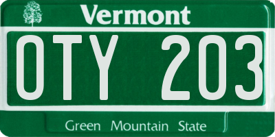 VT license plate OTY203
