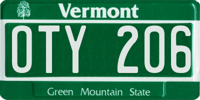 VT license plate OTY206