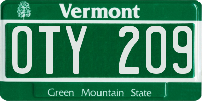 VT license plate OTY209