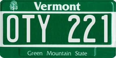 VT license plate OTY221