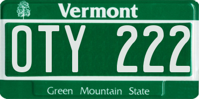 VT license plate OTY222