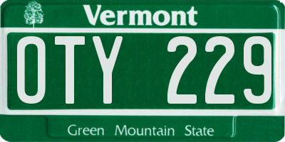 VT license plate OTY229