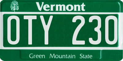 VT license plate OTY230