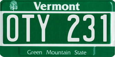 VT license plate OTY231