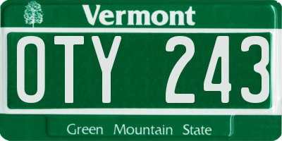 VT license plate OTY243