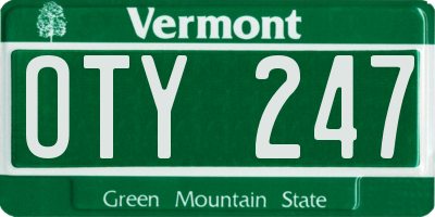VT license plate OTY247