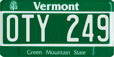VT license plate OTY249