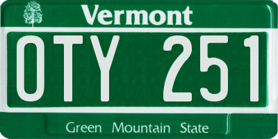 VT license plate OTY251