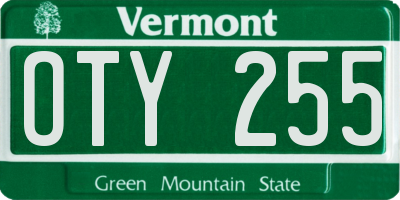 VT license plate OTY255
