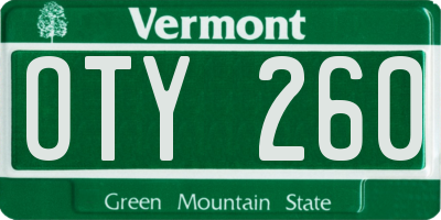 VT license plate OTY260