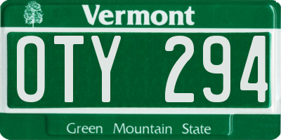 VT license plate OTY294
