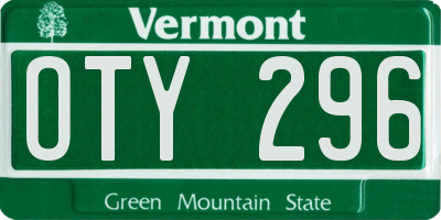 VT license plate OTY296