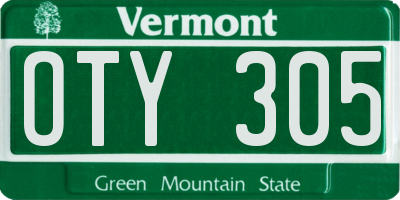 VT license plate OTY305