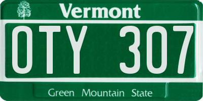 VT license plate OTY307