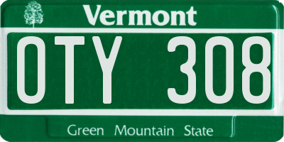 VT license plate OTY308