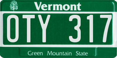 VT license plate OTY317