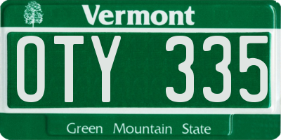 VT license plate OTY335