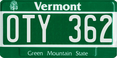 VT license plate OTY362