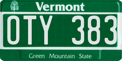 VT license plate OTY383