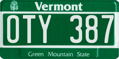 VT license plate OTY387