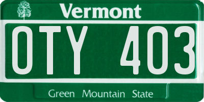 VT license plate OTY403