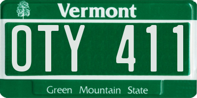 VT license plate OTY411