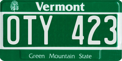 VT license plate OTY423
