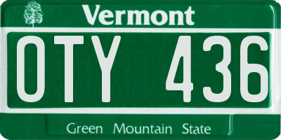 VT license plate OTY436
