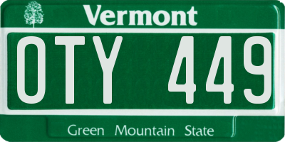VT license plate OTY449