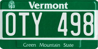 VT license plate OTY498