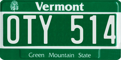 VT license plate OTY514