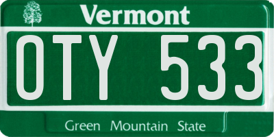 VT license plate OTY533